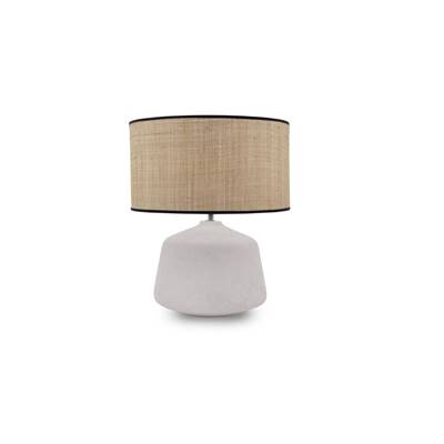 Viego lampe de table blanche et tissage raphia