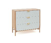 Marius commode 3 tiroirs blanc en chêne et laiton
