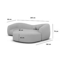 Rico canapé d'angle droit en tissu texturé gris anthracite