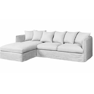 Marceau canapé convertible d'angle gauche lin froissé blanc