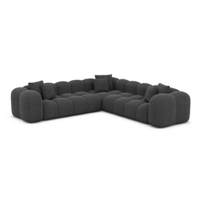 Cotton canapé corner en tissu texturé gris anthracite