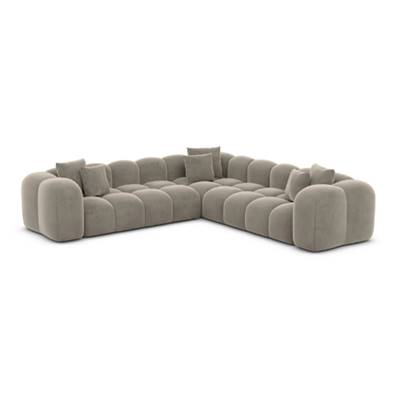 Cotton canapé corner en velours beige foncé