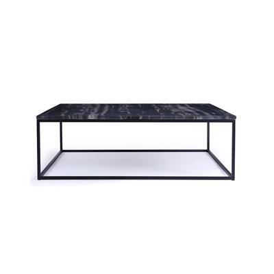 Jolene table basse métal noir et pierre noir