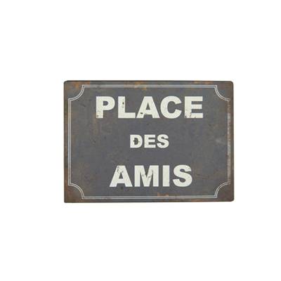 Plaque "place des amis" bleue 15*21 Fer+papier