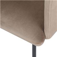 Amadeus fauteuil en velours beige foncé et pieds métal noir