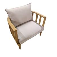 Aleksy fauteuil bois d’acacia et tissu beige naturel