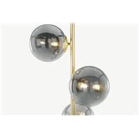 Globe lampadaire triple laiton et verre fumé