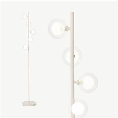 Masako lampadaire LED 5 ampoules verre ivoire et transparent