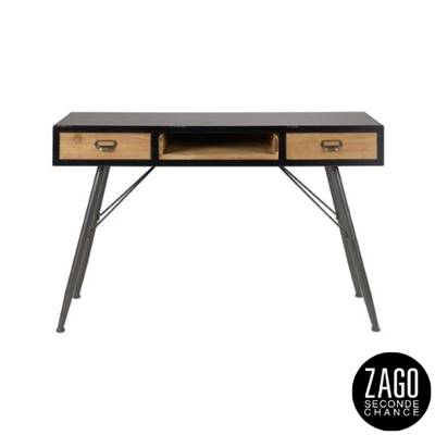 Highland console en sapin massif et métal noir 2 tiroirs