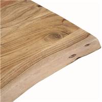 Live table à manger en bois d'acacia bords irréguliers pieds métal 200cm