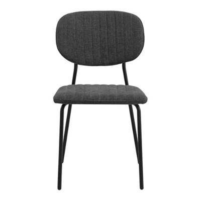 Kota lot de 4 chaises de repas en tissu gris foncé pieds métal noir