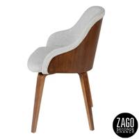 Kyo chaise avec petits accoudoirs en tissu gris clair