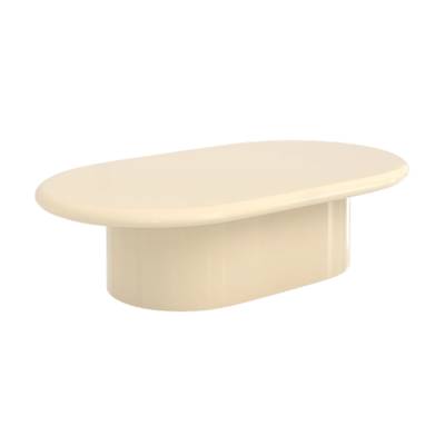 Rumi table basse ovale en MDF laqué blanc cassé L120cm