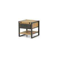 Kiko table de chevet acacia et métal 1 étagère 1 tiroir