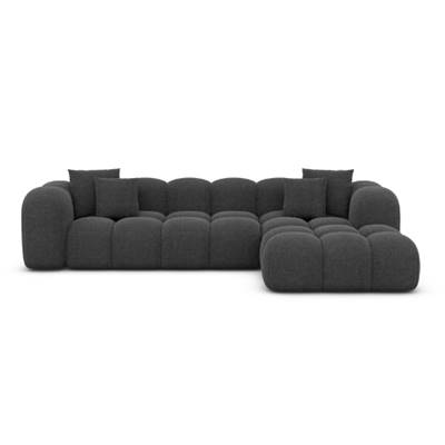 Cotton canapé d'angle droit en tissu texturé gris anthracite