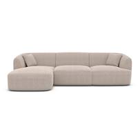 Gankeri canapé d'angle gauche en tissu texturé beige