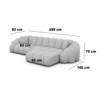 Dolban canapé d'angle droit en tissu texturé beige