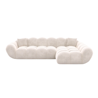 Sigono canapé d'angle droit en velours crème