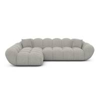 Sigono canapé d'angle gauche en tissu texturé gris clair