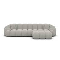 Dolban canapé d'angle droit en tissu texturé gris clair