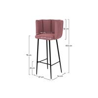 Lisboa chaise de bar en velours rose H75