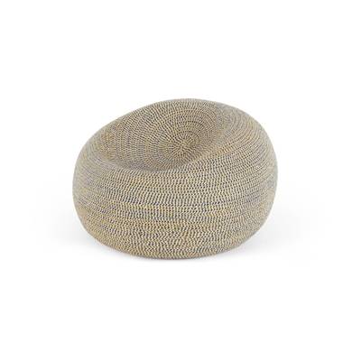 Pryia pouf d’extérieur tissu tresse jaune moutarde et bleu