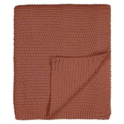 Rio plaid maille tricotée terracotta 120x150