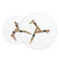 Leniam lot de 2 tables basses rondes en verre et bois d'hévéa