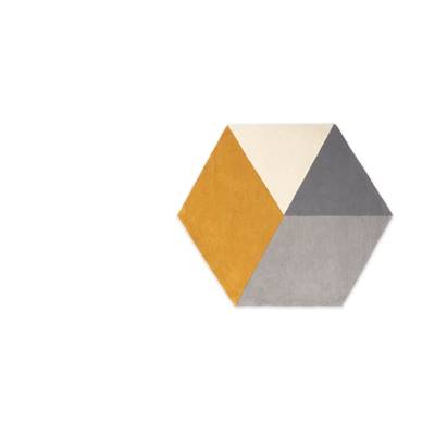 Hagen tapis hexagonal moutarde et gris 150x180