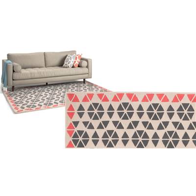 Trio tapis gris charbon et corail 160x230 cm