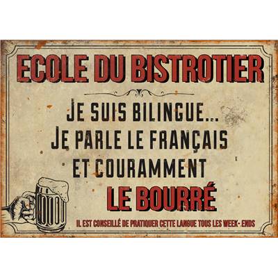 Plaque "Ecole du bistrotier" 21 x 15 cm