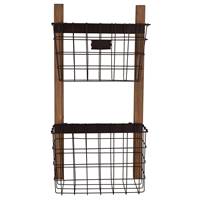 Double Panier mural Métal/bois