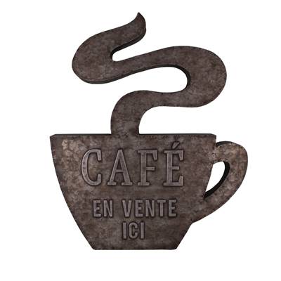 Panneau tasse zinc mural "CAFE"