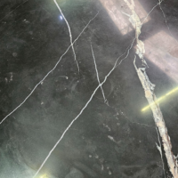 Hautma table basse carré marbre noir