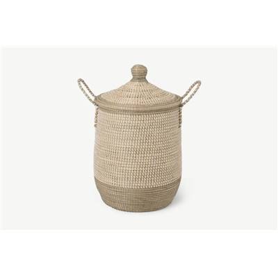 Kleio panier à linge jonc de mer et gris
