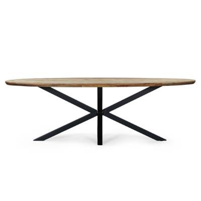 Taalika table à manger ovale en manguier naturel et métal 200cm