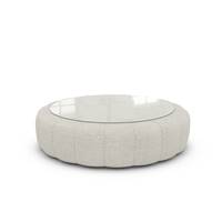 Virata table basse avec plateau en verre tissu bouclé blanc