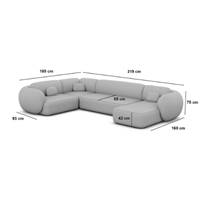 Bulane canapé panoramique droit en tissu texturé beige