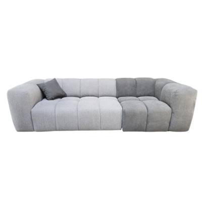 Canapé droit 3 places tissu texturé gris bicolore