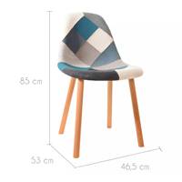 Chaise scandinave patchwork en tissu bleu