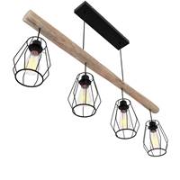 Cameron suspension 4 lampes en bois et métal