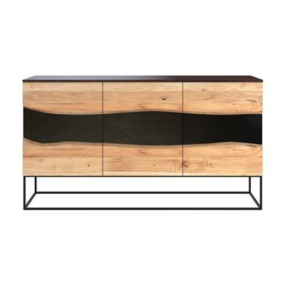 Zen buffet en bois d'acacia et métal noir