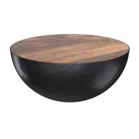 Maca table basse ronde en bois de manguier massif et métal ø90