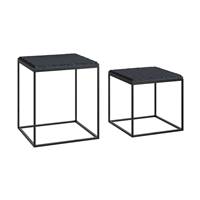 Bombay ensemble de tables basses carrées plateau ardoise support métal noir