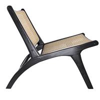 Ilios petit fauteuil en bois de teck noir et tressage en rotin