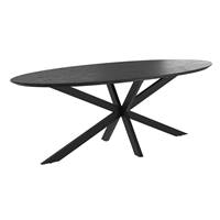 Eliza table ovale en bois de teck recyclé noir 8pers