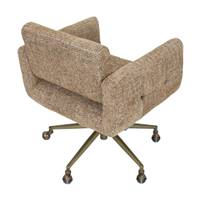 Marius chaise de bureau rotative à roulettes en tissu tweed marron caramel