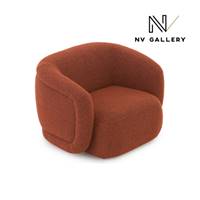 Vico fauteuil en tissu bouclé rouille