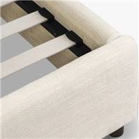 Faustin lit 160x200 en tissu crème vanille et bois
