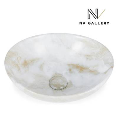 Orlane vasque de lavabo ronde céramique effet marbre